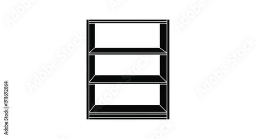 Minimalist black empty shelf vector illustration, modern interior design, empty space, simple object, flat style