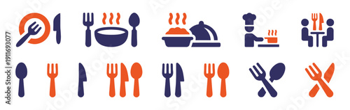 Set of food and drink icons for restaurant and cafe design