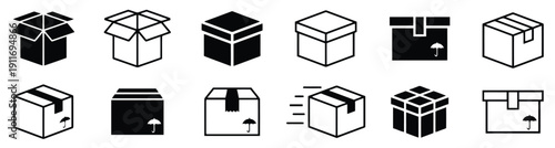 Set of isometric shipping boxes and packages for delivery