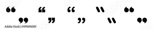 Set of quotation mark icons, different styles and variations for text and speech bubbles