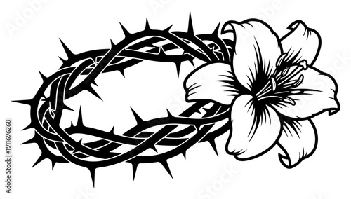 Fotografie Religious easter illustration showing a crown of thorns entwined with a beautifu