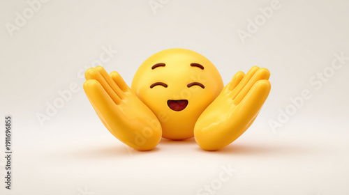 Wallpaper Mural Cheerful emoji with hands up in joyful surprise Torontodigital.ca