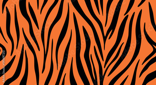 Vibrant orange and black zebra stripe pattern design background with bold vertical wild texture