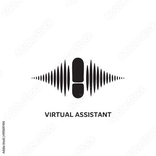Virtual assistant logo featuring sound wave and microphone symbolizing voice command technology and digital assistance