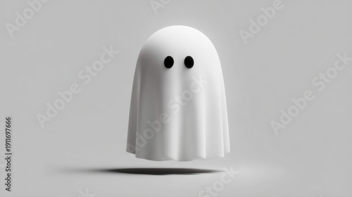 Wallpaper Mural White ghost character with black eyes on gray background Torontodigital.ca