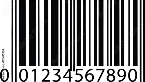 Single black barcode minimal flat vector illustration on a retail product packaging label design