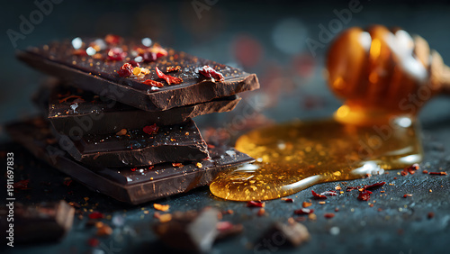 Dark Chocolate with Chili and Honey Drizzle