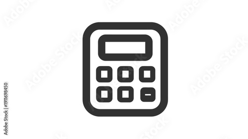 A simplified, outline-style illustration of a calculator, set against a pristine white backdrop