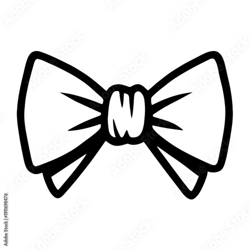 Black outline ribbon bow. Vector graphic for fashion, gifts, weddings, parties, crafts, digital projects. Cute, elegant clip art for print media. Perfect decorative element, adds charm to any project.