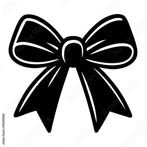 Sleek Black Ribbon Bow Graphic: A Versatile Vector Illustration for Elegant Gifts, Fashion Accessories, Holiday Decorations, Digital Design Assets, Branding Elements, Awards, Events, and Festive Packa