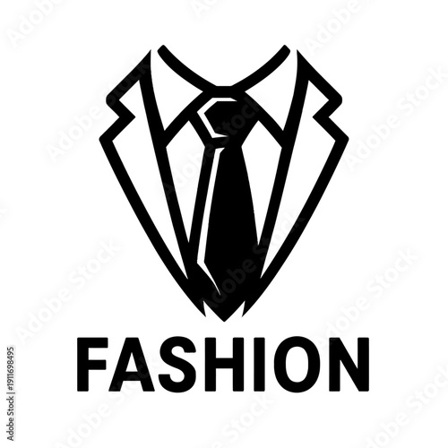 Professional Men's Fashion Logo: Elegant Suit & Tie Design symbolizing Sophisticated Formal Wear, Business Attire, and Classic Style for Modern Gentlemen's Apparel, Executive Clothing, and Dapper Ward