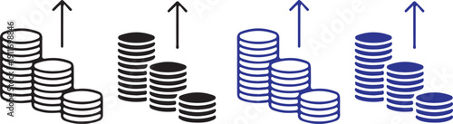 coin icon money finance investment stack black bule icon set vector illustration design 