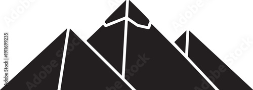 Simple illustration of a mountain range with three peaks in a minimalist style