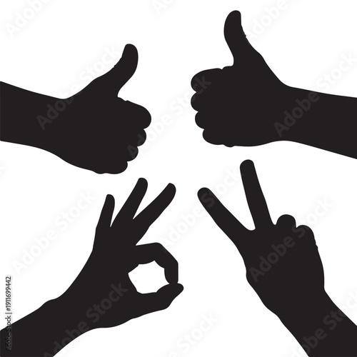 Hand gestures thumbs up okay sign communication approval feedback