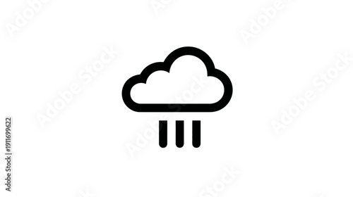 A black and white graphic depicting rain coming from a cloud shape. Simple, bold design