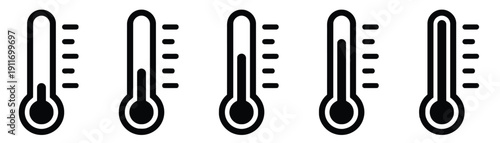 Set of thermometer icons indicating different temperature levels