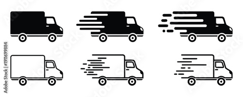 Set of truck icons symbolizing delivery and transportation services