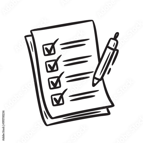 Simple checklist graphic with a pen or pencil indicating task completion and approval