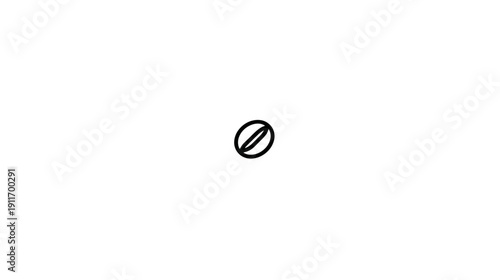 A simple, minimalist icon of a line angled through an oval, used for prohibition/no-go