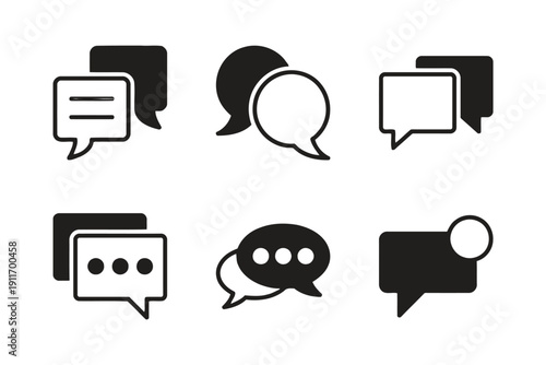 Set of varied chat bubble icons for messaging and communication interfaces