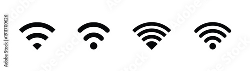 Set of wifi signal strength icons in black