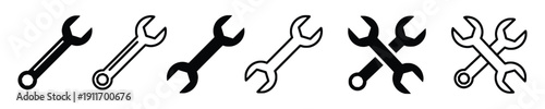 Set of wrench icons tools for repair and construction maintenance symbols vector graphic