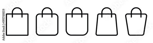 Shopping bag outline icons for retail and ecommerce design