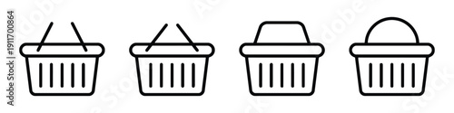 Shopping basket icons in different styles