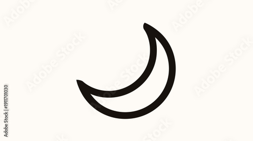 A black crescent moon illustration, thick lines against a beige backdrop