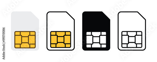 SIM card icons in various styles and colors
