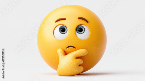 Wallpaper Mural A 3D rendered yellow thinking emoji features a small hand resting on chin. Torontodigital.ca