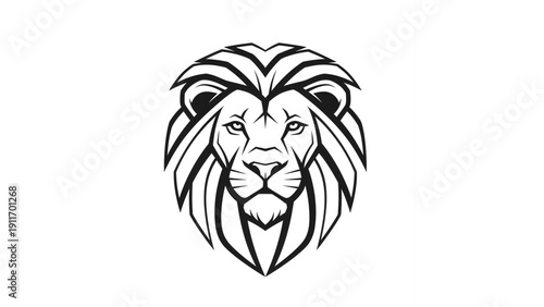 Lion Head Line Art Logo Vector Illustration