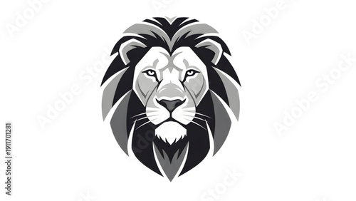Monochrome Lion Face Logo Vector