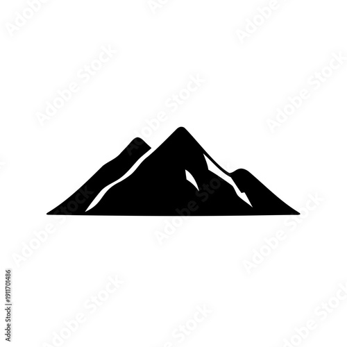 Stylized Mountain Range Silhouette with Prominent Peaks and Sharp Ridges