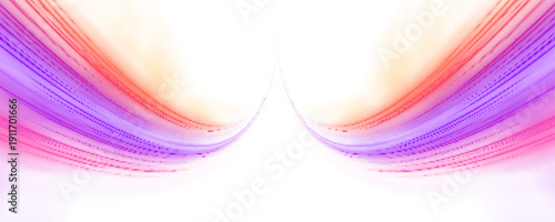 Multicolor neon trail rushes with smooth glowing lines. Abstract curves enhance futuristic style. Perfect transparent element for banners, posters, and UI layouts. PNG