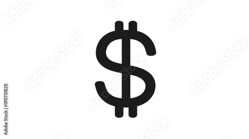 Bold black dollar sign graphic on a bright white background, symbolizing currency and money