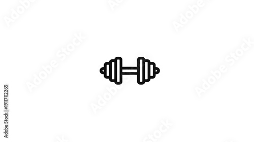 A simple black and white icon illustration of a weight used for exercise and strength