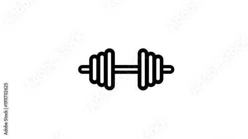 A simple, black and white barbell icon centered against a white backdrop