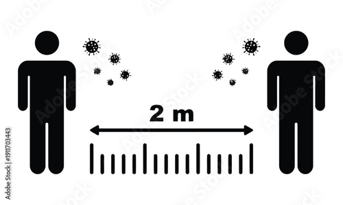 Social distancing icon showing people maintaining 2 meter distance