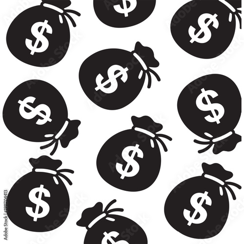 Scattered money bags abundance finance concept prosperity economic growth