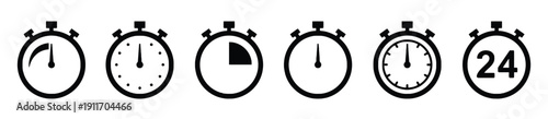 Stopwatch icons representing time speed and duration with various designs