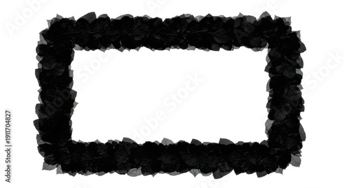 Rectangular frame border made of black leaves