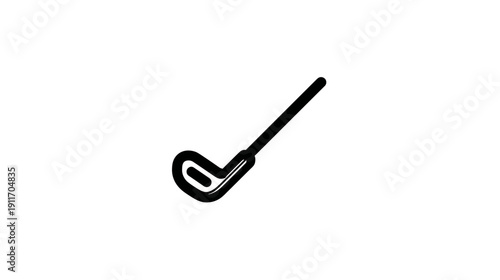A simple, black golf club icon, angled slightly to the right, on a plain white backdrop