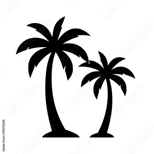 Palm Tree Silhouettes – Tropical Vector Icons with Transparent Background. SVG