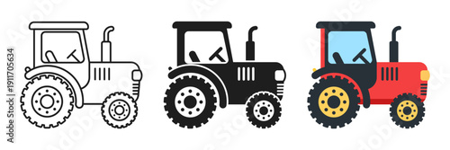 Tractor truck icon set collection in flat style. Agriculture transport vector illustration on isolated background. Farming vehicle sign business concept.
