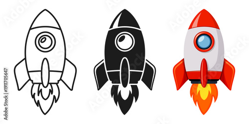 Rocket ship icon set collection in flat style. Spaceship launch vector illustration on isolated background. Space transport sign business concept.
