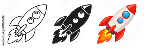 Rocket ship icon set collection in flat style. Spaceship launch vector illustration on isolated background. Space transport sign business concept.