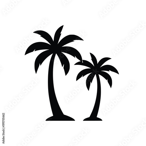 Palm Tree Silhouettes - Tropical Vector Icons with Transparent Background. .eps