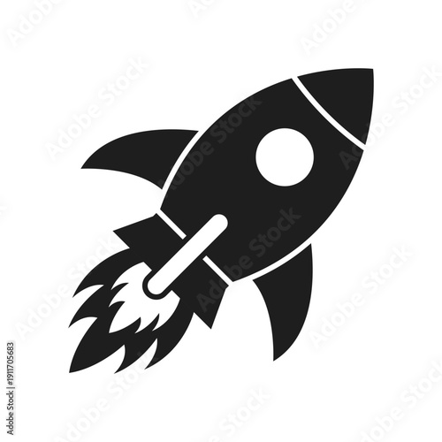 Rocket ship icon in flat style. Spaceship launch vector illustration on isolated background. Space transport sign business concept.
