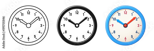 Analog clock icon set collection in flat style. Circle watch vector illustration on isolated background. Stopwatch sign business concept.